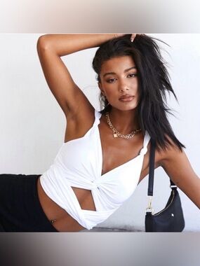 Lioness White Wrap Crop Top